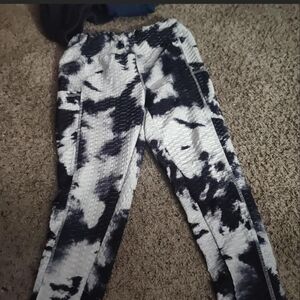 Black and White Tie-Dye Textured Pants